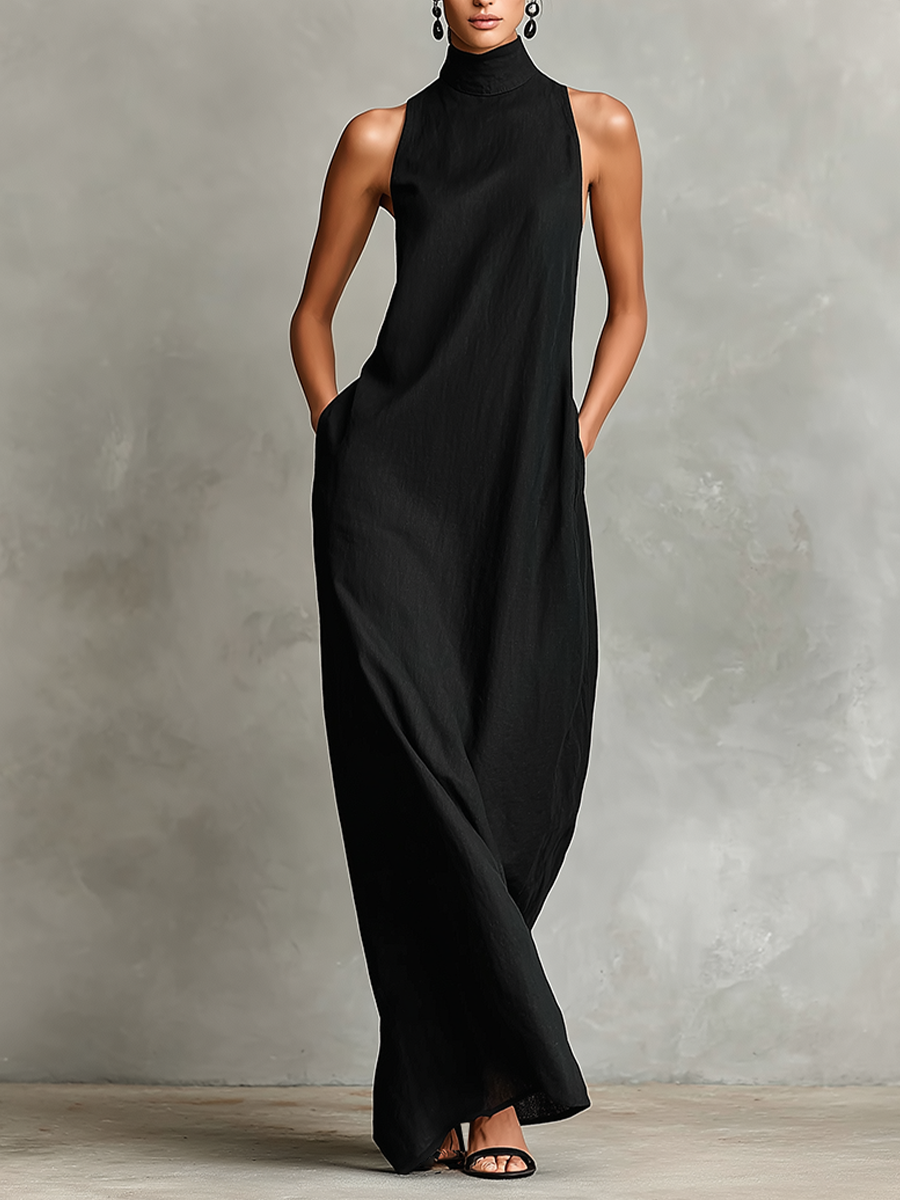 Vestido largo con cuello alto
