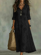 Vestido largo bordado de estilo bohemio