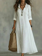 Vestido largo bordado de estilo bohemio