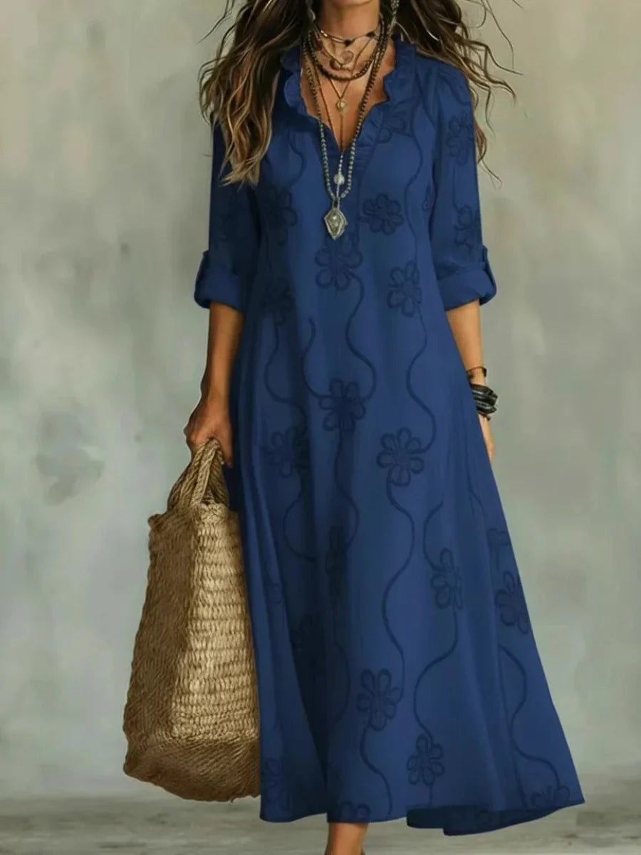 Vestido largo bordado de estilo bohemio