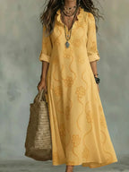 Vestido largo bordado de estilo bohemio