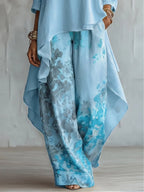 Traje fluido asimétrico con estampado floral
