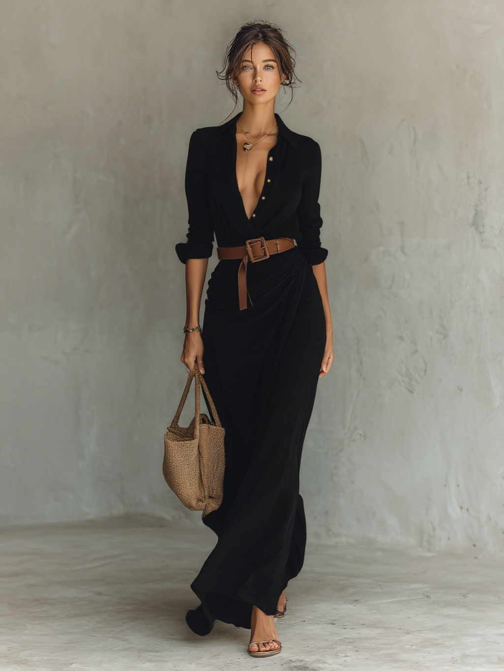 Vestido largo drapeado