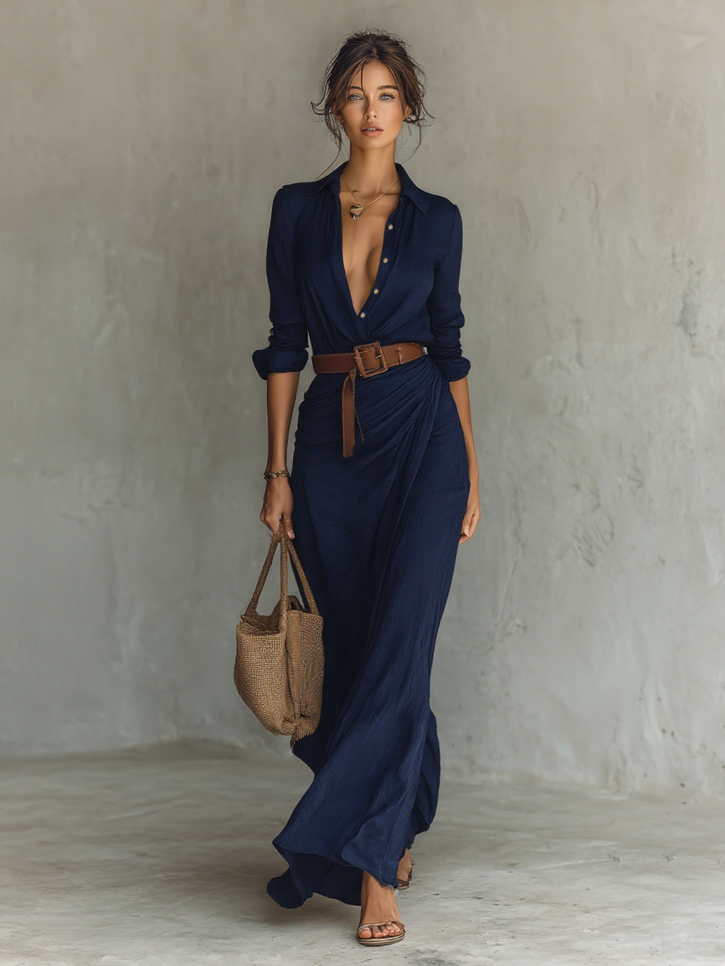 Vestido largo drapeado