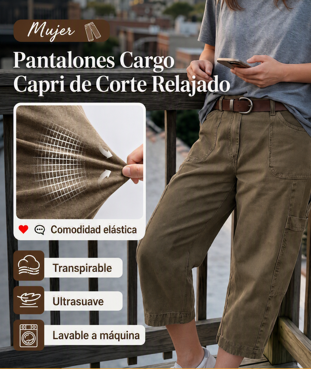 📢Rebajas de mitad de temporada: −50 % solo por tiempo limitado⏰👖    Pantalones Cargo Capri Unisex de Corte Relajado