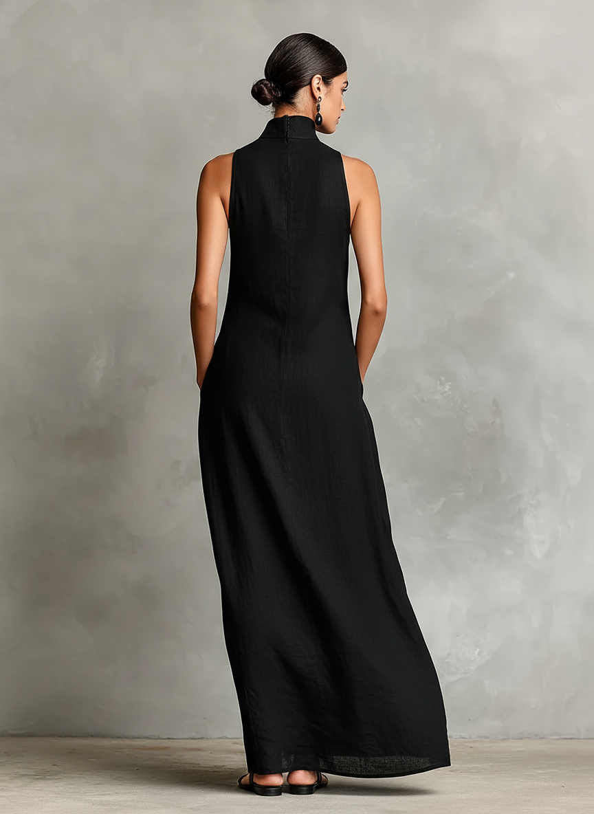 Vestido largo con cuello alto