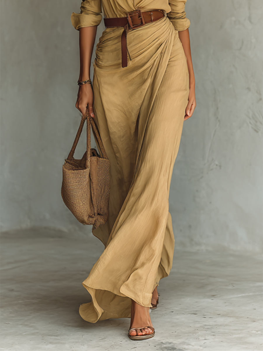 Vestido largo drapeado