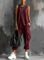 Conjunto informal de corte holgado con bolsillos