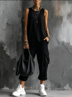 Conjunto informal de corte holgado con bolsillos
