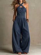 Mono largo y holgado con cuello halter