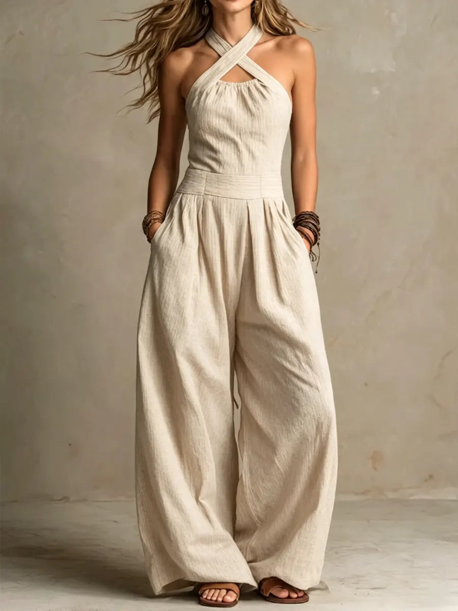 Mono largo y holgado con cuello halter