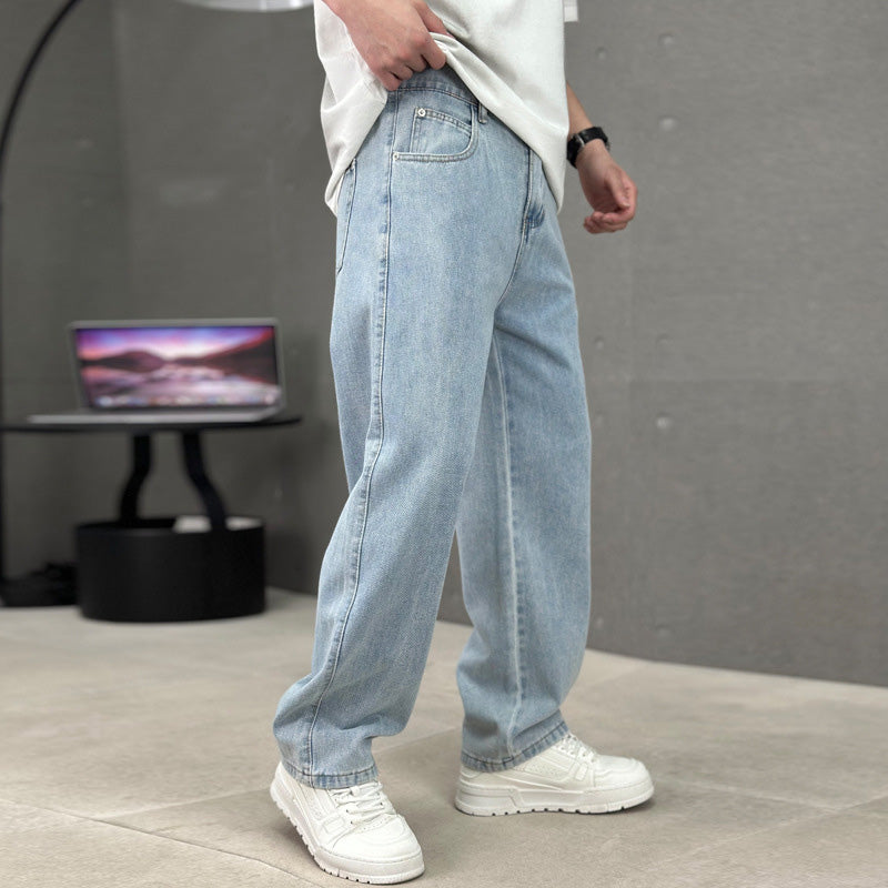 Pantalones de hombre de corte holgado, línea recta y bolsillos clásicos
