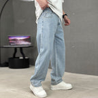 Pantalones de hombre de corte holgado, línea recta y bolsillos clásicos