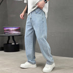 Pantalones de hombre de corte holgado, línea recta y bolsillos clásicos