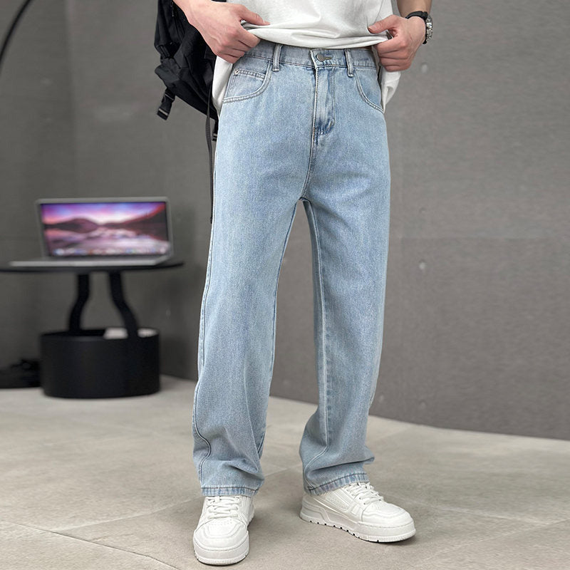 Pantalones de hombre de corte holgado, línea recta y bolsillos clásicos