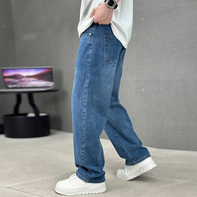 Pantalones de hombre de corte holgado, línea recta y bolsillos clásicos