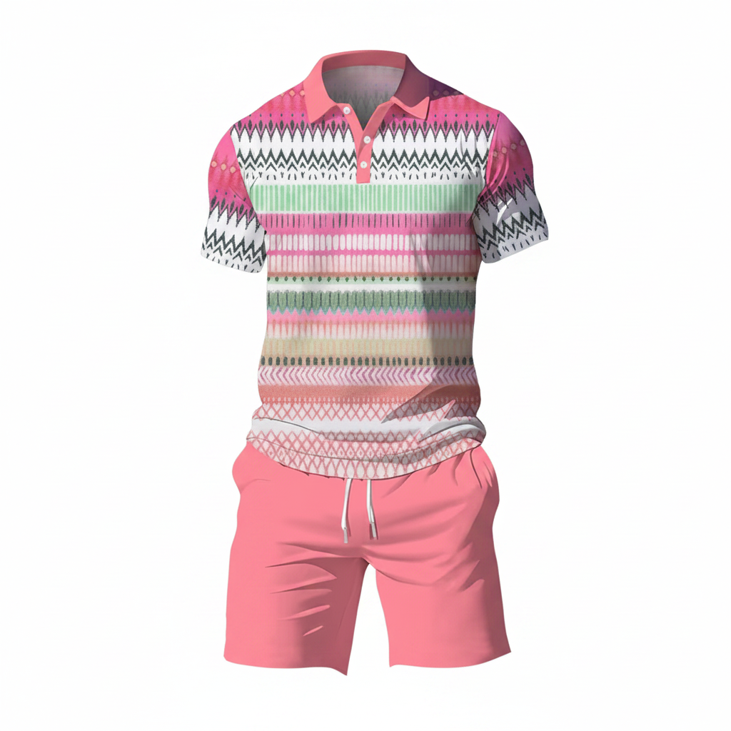 Conjunto de 2 piezas para hombre (camisa y pantalón corto)             cómodo, transpirable y versátil. Ideal para el verano, el tiempo libre y los viajes.