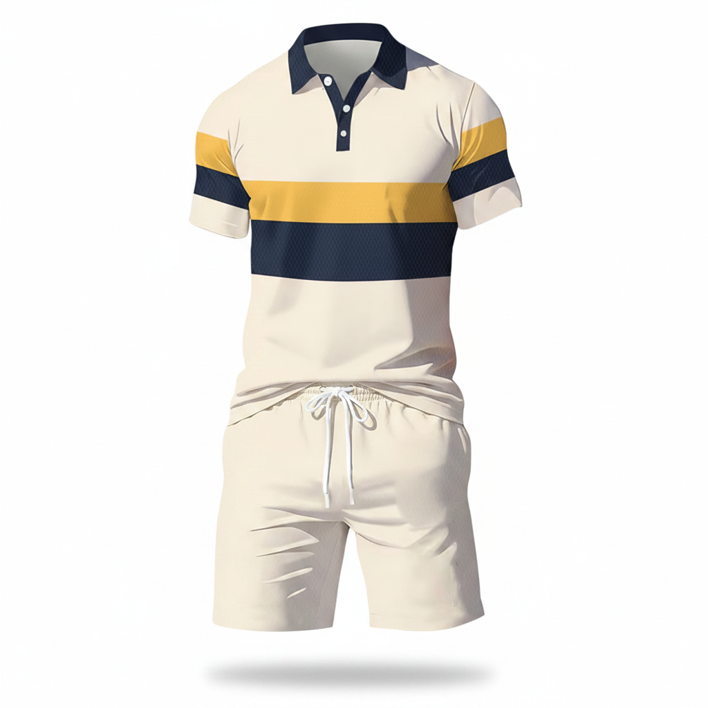 Conjunto de 2 piezas para hombre (camisa y pantalón corto)             cómodo, transpirable y versátil. Ideal para el verano, el tiempo libre y los viajes.