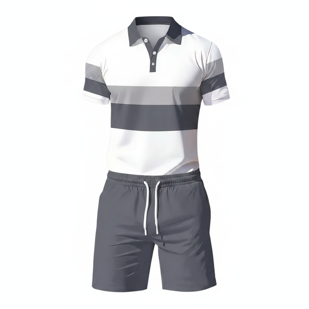 Conjunto de 2 piezas para hombre (camisa y pantalón corto)             cómodo, transpirable y versátil. Ideal para el verano, el tiempo libre y los viajes.