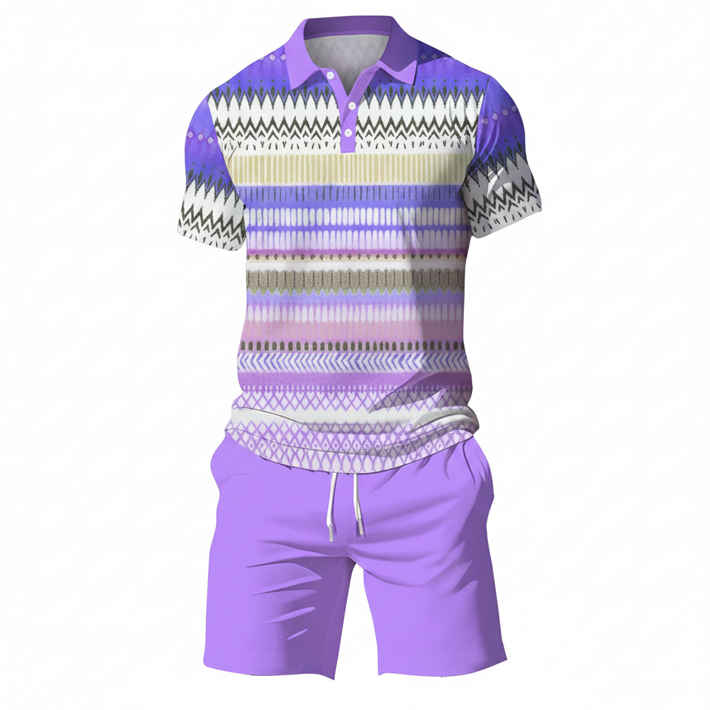Conjunto de 2 piezas para hombre (camisa y pantalón corto)             cómodo, transpirable y versátil. Ideal para el verano, el tiempo libre y los viajes.